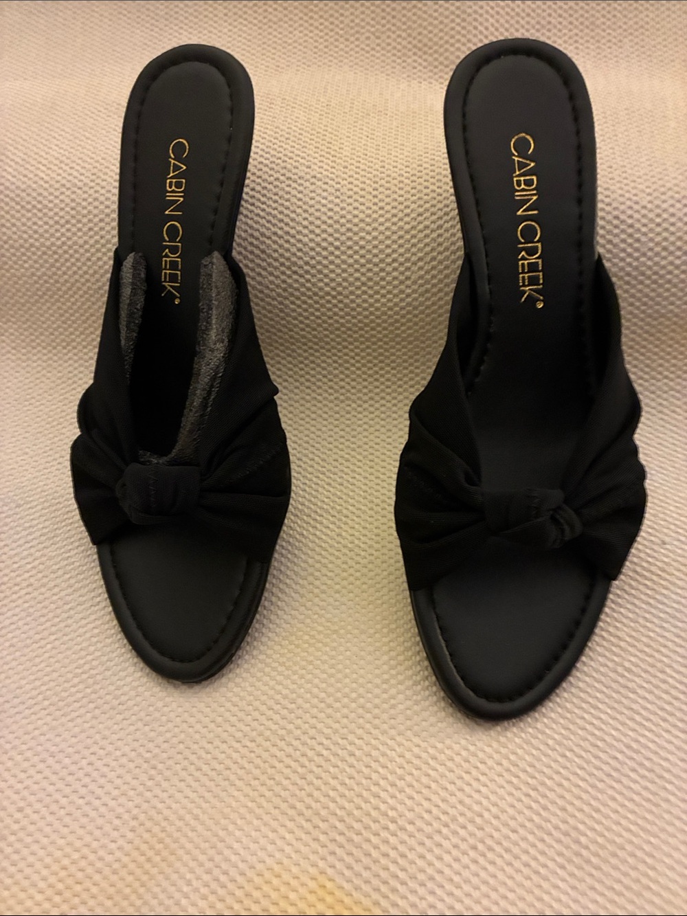 Cabin Creek Black Knot-Front Low Heel Mules for Women
